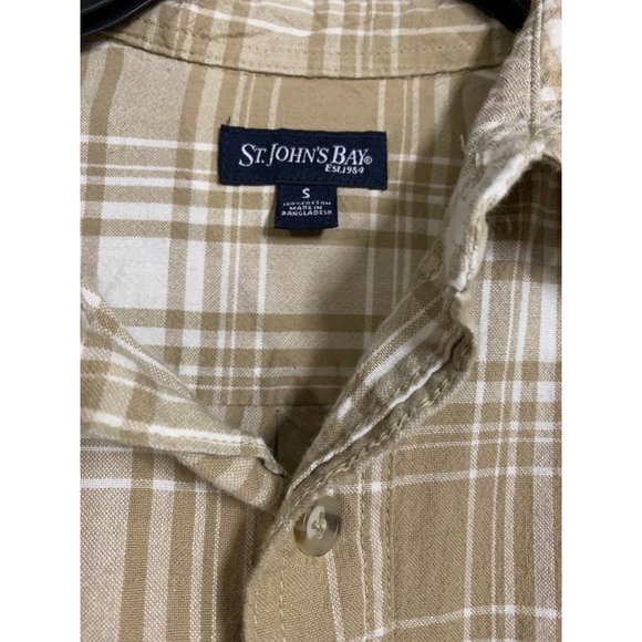 St. John’s Bay - Beige Plaid Button-Up - Small - Picture 4 of 6